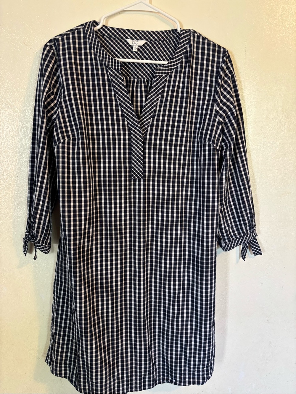 crown & ivy Navy and White Gingham Tunic Dress